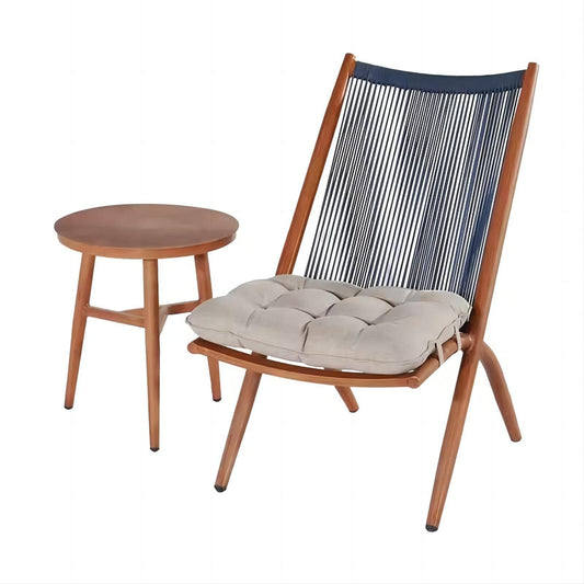 Outdoor Garden Woven Rope Aluminum Leisure Chair Set with Side Table