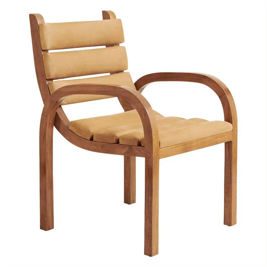 Outdoor Teak Wood with Upholstered Rolled Panels Dining Chair