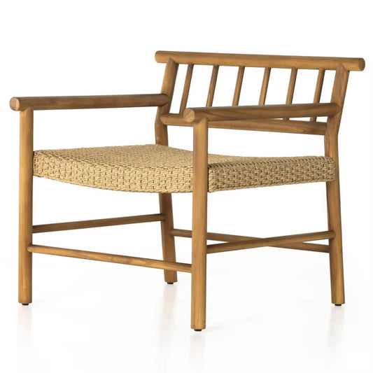 Outdoor Garden Dining Teak Chair with Woven Rattan